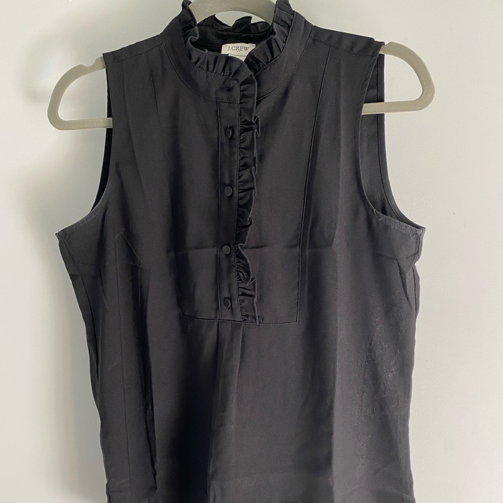 J.Crew factory ruffle collar tank top blouse sz 2 EUC; worn once